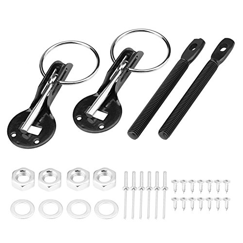 Motorhaubenhalter, Universal Motorhauben Pin Lock Kit, Universal Car Aluminium Motorhaubenverriegelung Verriegelung Racing Motorhaubenverriegelung Für Racing Sport Car(Schwarz) von Cocoarm