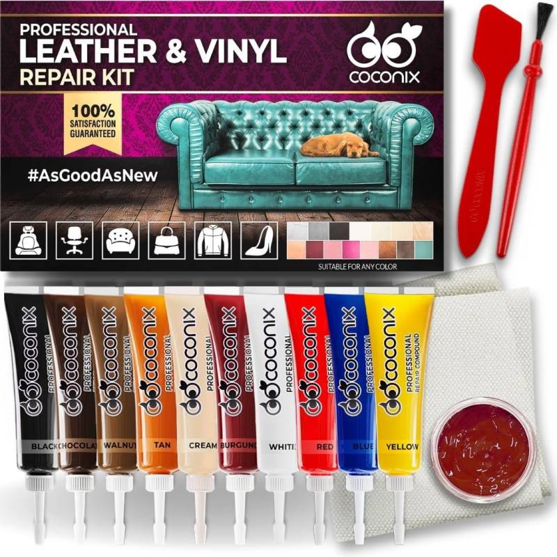 Coconix Leder- und Vinyl-Reparaturset | Repariert Risse, Löcher, Kratzer und Abblätterungen an Leder- und Vinylmöbeln, Autositzen und Jacken | Einfache Anwendung mit anpassbaren Farben von Coconix