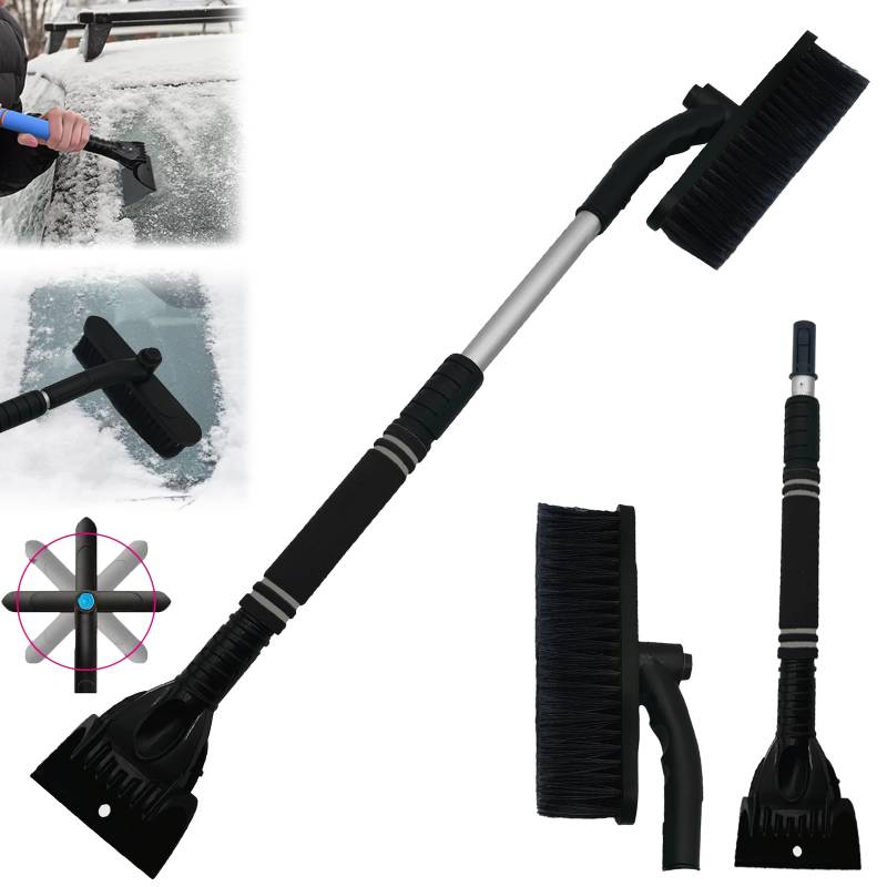 Coffee Life Plus windschutzscheibe eiskratzer,Auto Eiskratzer, 2 in 1 Eiskratzer Auto mit Besen, 64-80cm Auto Eiskratzer mit Eisbrecher Funktion, für PKW, LKW und SUV Eiskratzer (Schwarz) von Coffee Life Plus