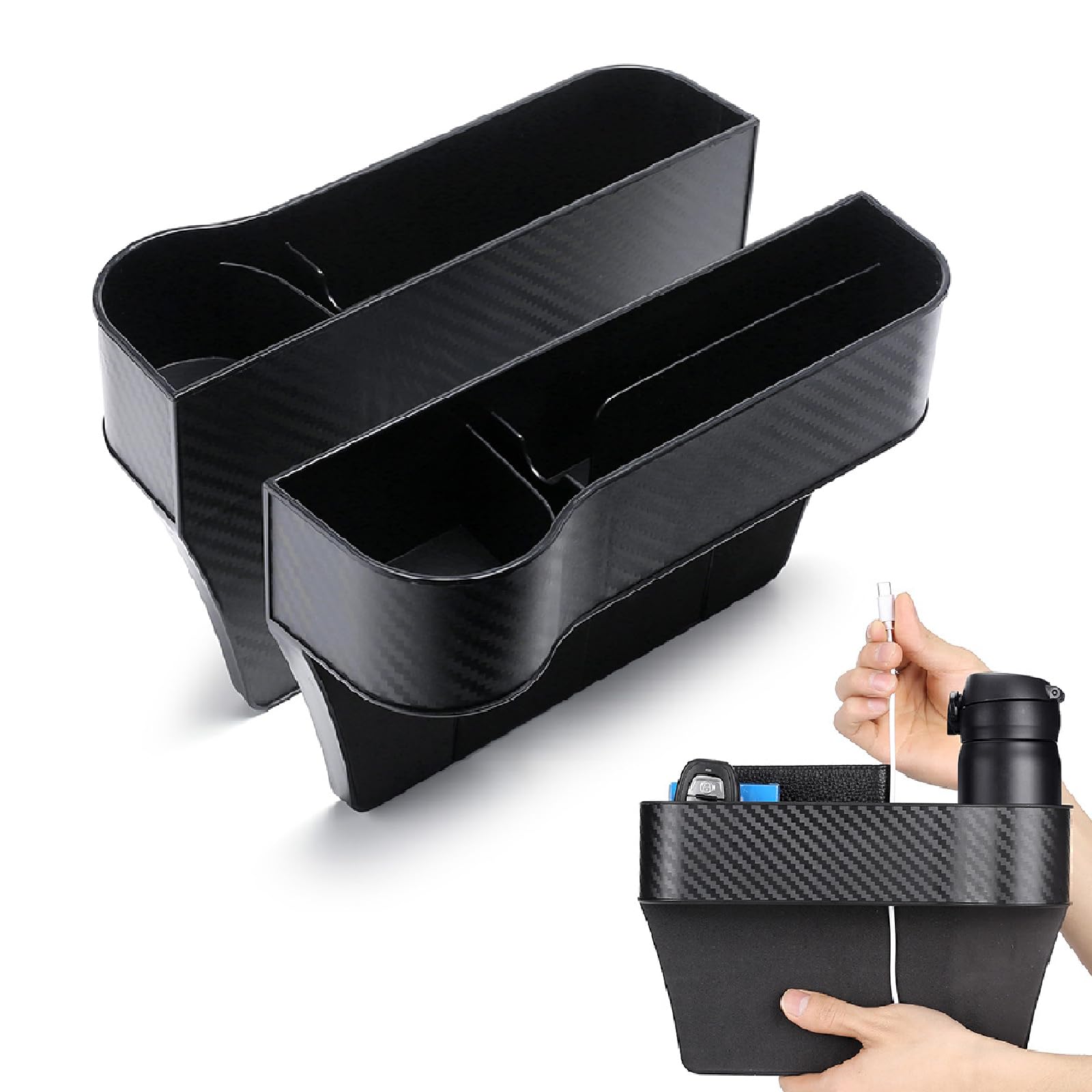 2 Stück Autositz Gap Organizer Konsole Seitentasche Spalt Aufbewahrungsbox Sitz Konsole Organizer Seat Gap Filler Car Seat Storage Box mit USB-Ladeloch zur Aufbewahrung von Gegenständen im Auto 2 Stück Autositz Gap Organizer Konsole Seitentasche Spalt Aufbewahrungsbox Sitz Konsole Organizer Seat Gap Filler Car Seat Storage Box mit USB-Ladeloch zur Aufbewahrung von Gegenständen im Auto von Cohentbliss