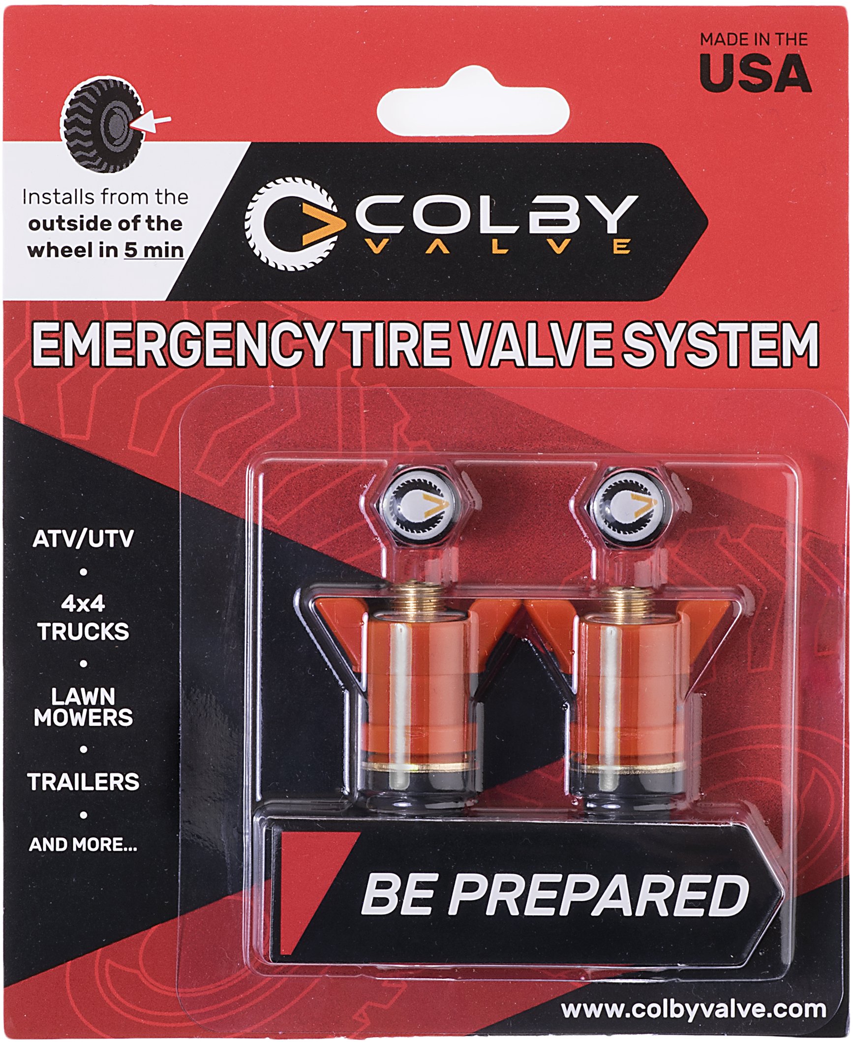Colby Valve Notfall-Reifenventile, 2 Stück, Orange von Colby Valve