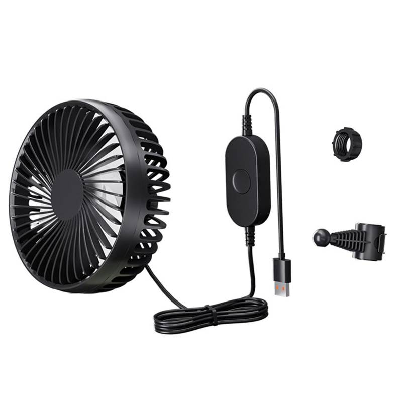 Colcolo USB -Auto -Lüfter 12V 24 V Rückveranstalter Luftzirkulation Lüfter 3 Geschwindigkeit einstellbar für Zuhause, Schwarz von Colcolo