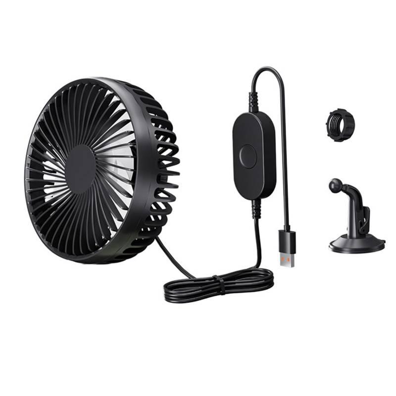 Colcolo USB -Autokühlungslüfter 3 -Geschwindigkeit Verstellbarer 12 -V -24 -V -Luftkreislaufventilat für Fahrzeug, Black von Colcolo