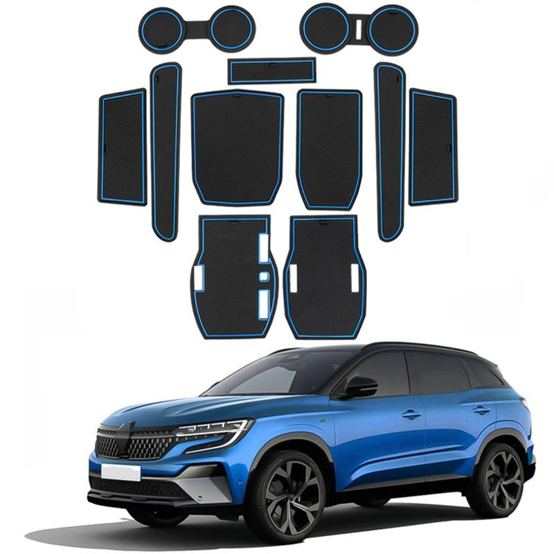 Coleya Antirutschmatten Kompatibel mit Renault Austral E-Tech Hybrid 2022-2024, Mittelkonsole Gummimatten Türnaht Matten Getränkehalter Matte, Renault Austral Zubehör rutschfeste Matten (Blau) von Coleya