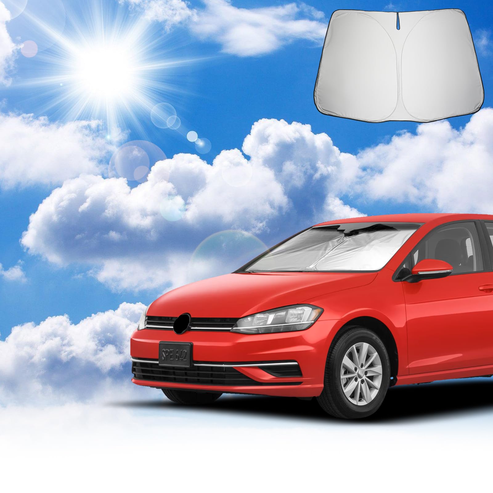 Coleya Windschutzscheibe Sonnenschutz Kompatibel mit 2013-2019 VW Golf 7 7.5/ Seat Leon MK3/ Seat Leon Cupra 5F, Frontscheibe Sonnenschirm, Sonnenblende, Faltbare, UV-Strahlen Schutz Coleya Windschutzscheibe Sonnenschutz Kompatibel mit 2013-2019 VW Golf 7 7.5/ Seat Leon MK3/ Seat Leon Cupra 5F, Frontscheibe Sonnenschirm, Sonnenblende, Faltbare, UV-Strahlen Schutz von Coleya