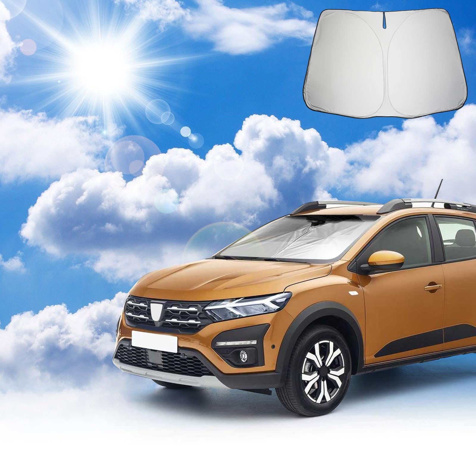 Coleya Windschutzscheibe Sonnenschutz Kompatibel mit Dacia Sandero III Sandero Stepway III 2021-2024, Sandero Frontscheibe Sonnenschirm, Dacia Sandero Sonnenblende, Faltbare, UV-Strahlen Schutz Coleya Windschutzscheibe Sonnenschutz Kompatibel mit Dacia Sandero III Sandero Stepway III 2021-2024, Sandero Frontscheibe Sonnenschirm, Dacia Sandero Sonnenblende, Faltbare, UV-Strahlen Schutz von Coleya