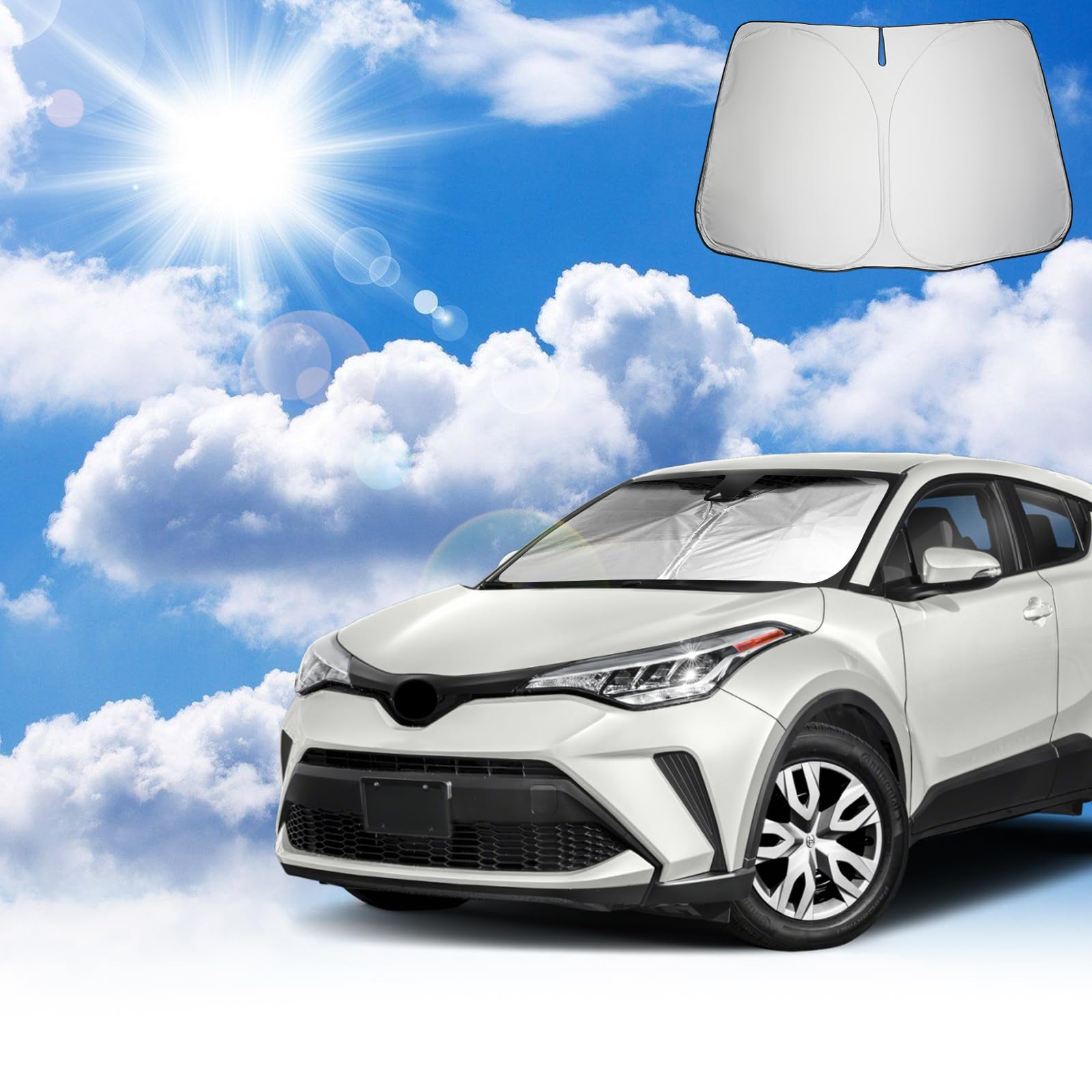 Coleya Windschutzscheibe Sonnenschutz Kompatibel mit Toyota C-HR 2016-2023, CHR Frontscheibe Sonnenschirm, Toyota C-HR Zubehör Sonnenblende, Faltbare, UV-Strahlen Schutz Coleya Windschutzscheibe Sonnenschutz Kompatibel mit Toyota C-HR 2016-2023, CHR Frontscheibe Sonnenschirm, Toyota C-HR Zubehör Sonnenblende, Faltbare, UV-Strahlen Schutz von Coleya
