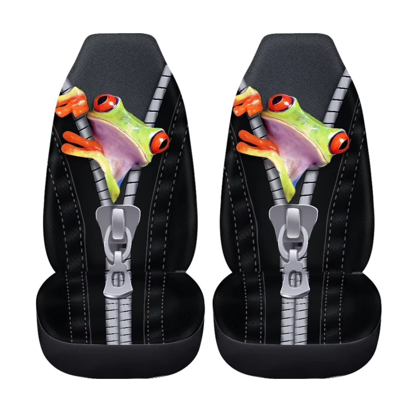 Coloranimal 3D Frog Autositzbezüge, 2er-Set, hochfester, rutschfester Autositzschutz für Vordersitze, universelle Passform, SUV, LKW von Coloranimal