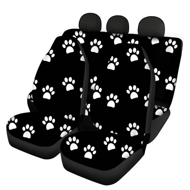 Coloranimal Auto-Sitzbezug für Autos, schwarz, mit Hundepfoten, universelle Passform für die meisten Autos, SUVs, Lieferwagen, 3 Stück von Coloranimal