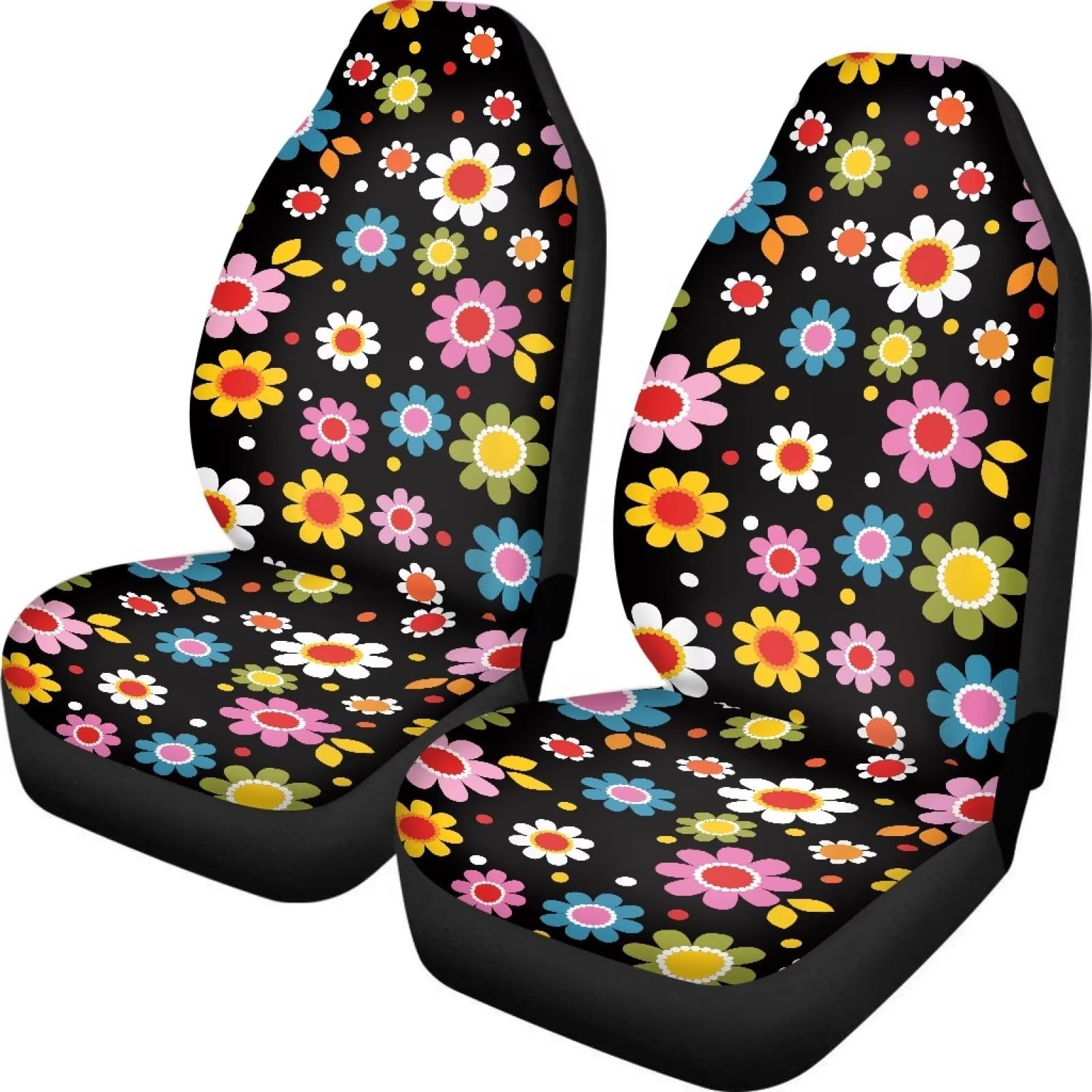Coloranimal Autositzbezug mit Regenbogen-Blume, nur Vordersitzbezüge, langlebig, waschbar, 2 Stück von Coloranimal