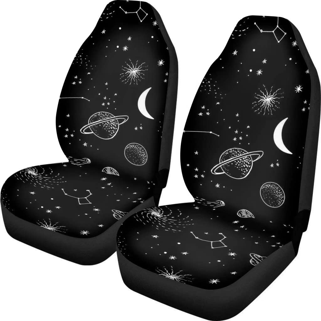 Coloranimal Galaxy-Autositzbezüge, schwarzer Mond und Sterne, Autositzkissen, rutschfest, starke Sitzpolster für Damen und Herren von Coloranimal