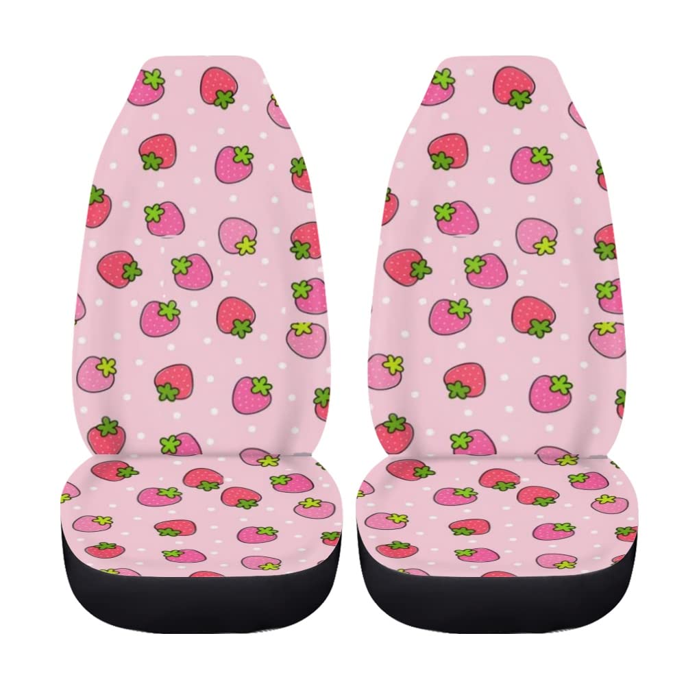 Coloranimal Pink Strawberry Car Seat Cover for Women Lady,Strawberry Auto Front Seat Cushion Pad Strength Non-slip Bucket Seat Pad Universal von Coloranimal