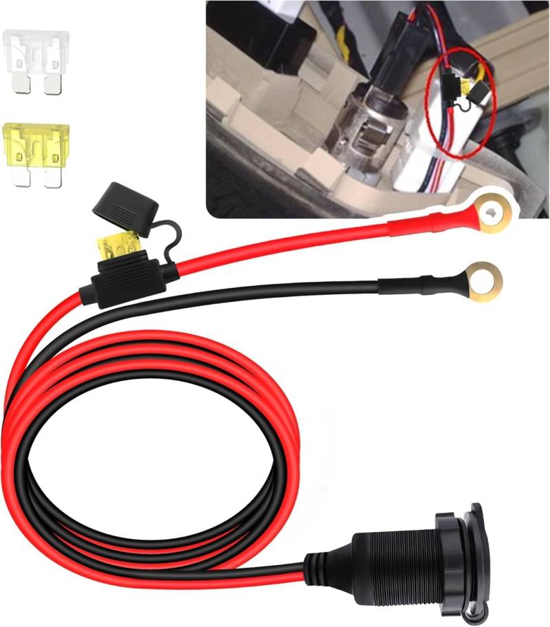Zigarettenanzünder Steckdose 12v,Zigarettenanzünderbuchse Wasserdicht Marine Grade,Gleichstrom-Feuerzeugsteckdose Steckdose Für Boot Motorrad Auto Mit Anschlusskabel 20A von Comforty