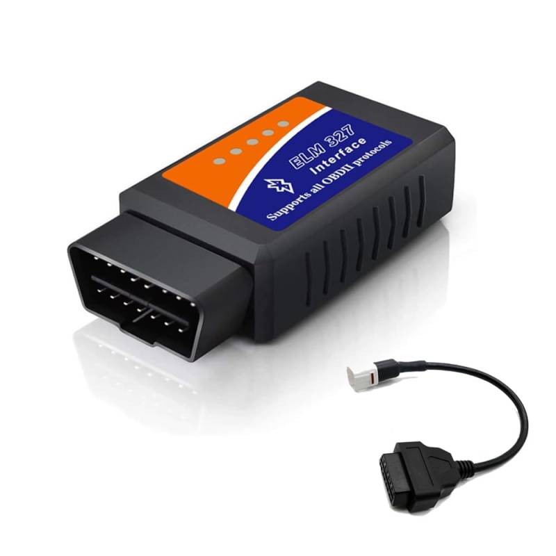 OBD2 Bluetooth Adapter (V1.5) + 4-Pin OBD2 Diagnosekabel – Komplettes Diagnose-Set für Autos und Motorräder von Comforty