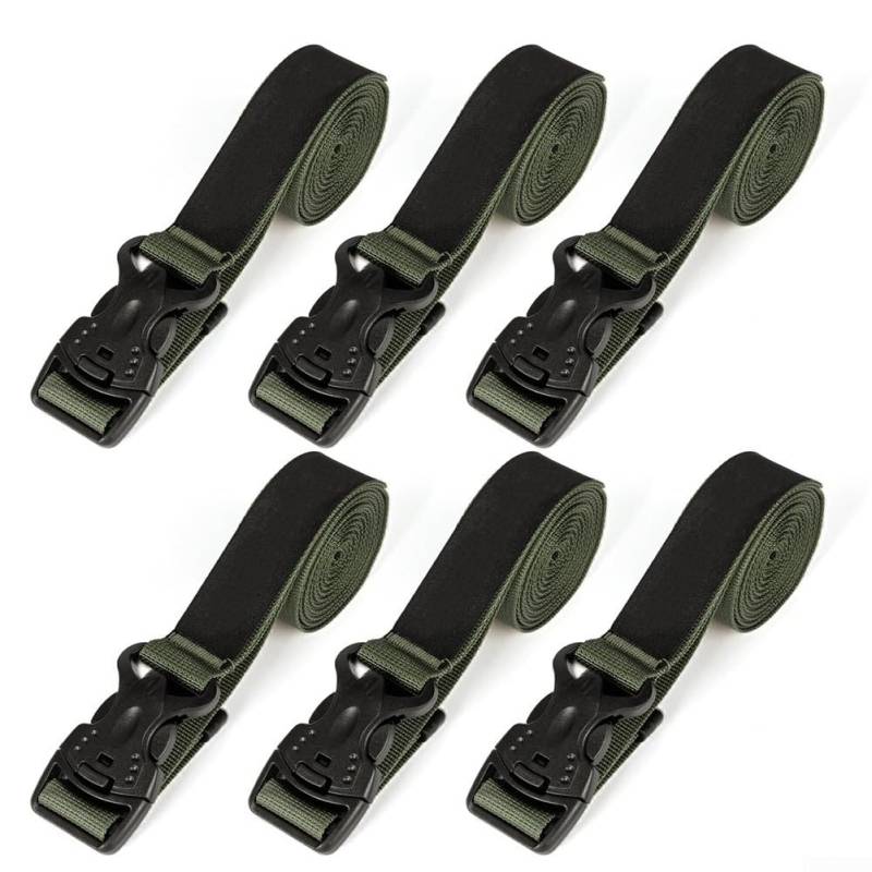 ComfyHarbor Mehrzweck-Bindegurte zum Aufstecken, 128 kg Zugfestigkeit, Nylon-Spanngurte für Gepäck, Koffer, Campingausrüstung, verstellbare Länge 60 cm/120 cm, 6 Stück (6 Stück, grau) von ComfyHarbor