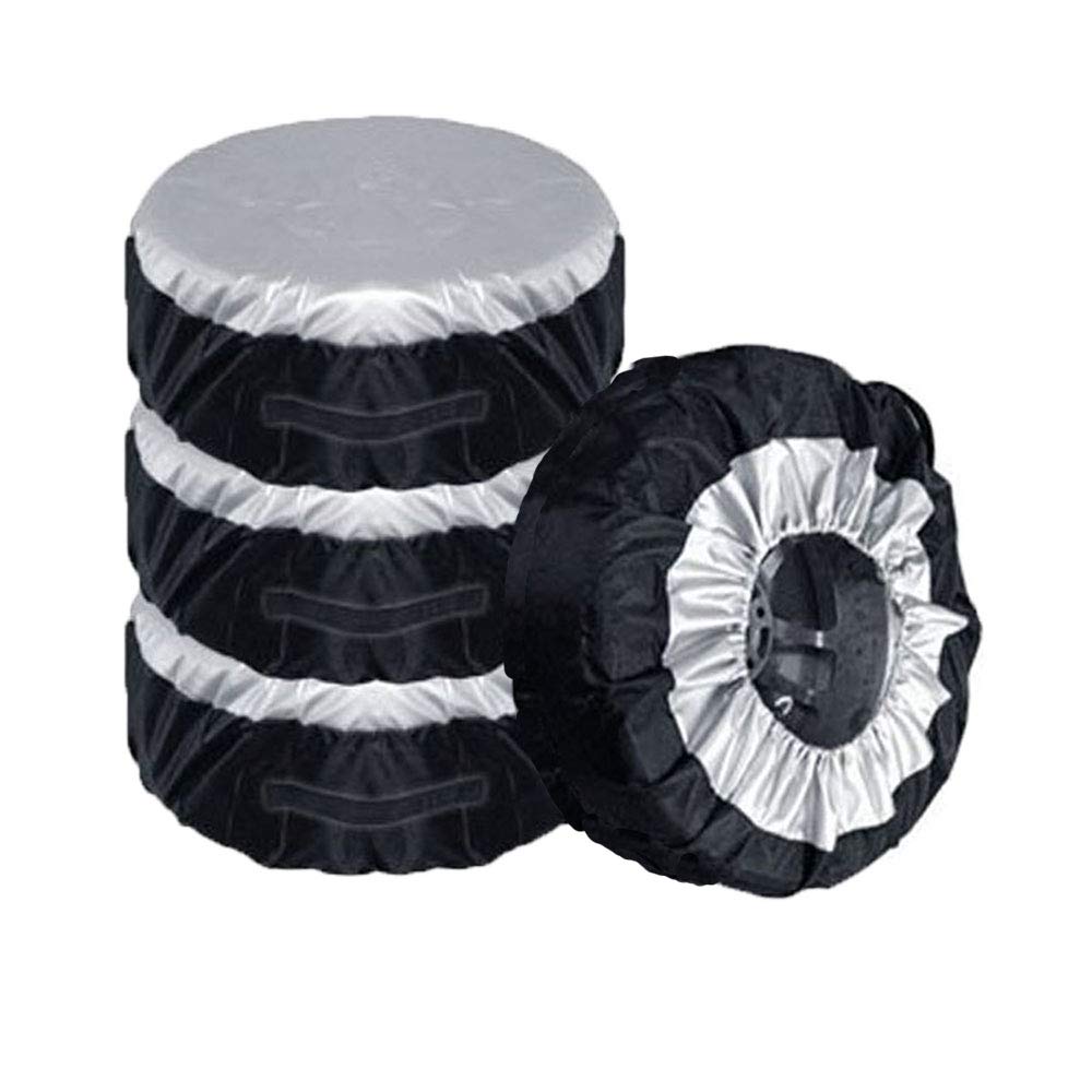 Comily Plus+ 4 Stück/Set 210D Polyester Ersatzreifenbezüge Aufbewahrungstaschen mit Griff Passend für 16"-18" Reifen in Durchmesser-Schwarz/Silber Comily Plus+ 4 Stück/Set 210D Polyester Ersatzreifenbezüge Aufbewahrungstaschen mit Griff Passend für 16"-18" Reifen in Durchmesser-Schwarz/Silber von Comily Plus+