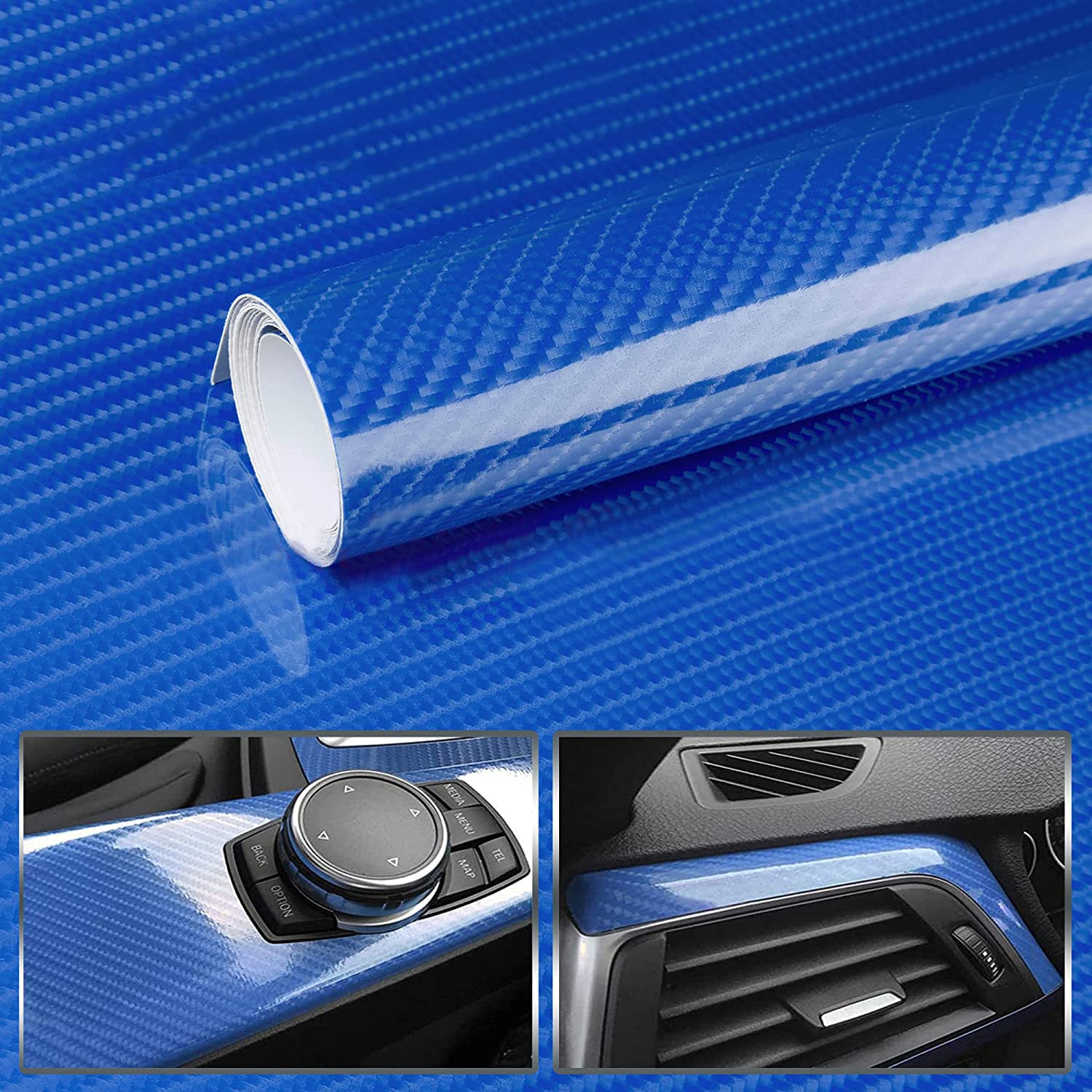 CompraFun Carbon Folie, 6D Selbstklebend Autofolie Vinyl Blau, Wasserdichter Auto Schutz Folie 150 * 30cm CompraFun Carbon Folie, 6D Selbstklebend Autofolie Vinyl Blau, Wasserdichter Auto Schutz Folie 150 * 30cm von CompraFun