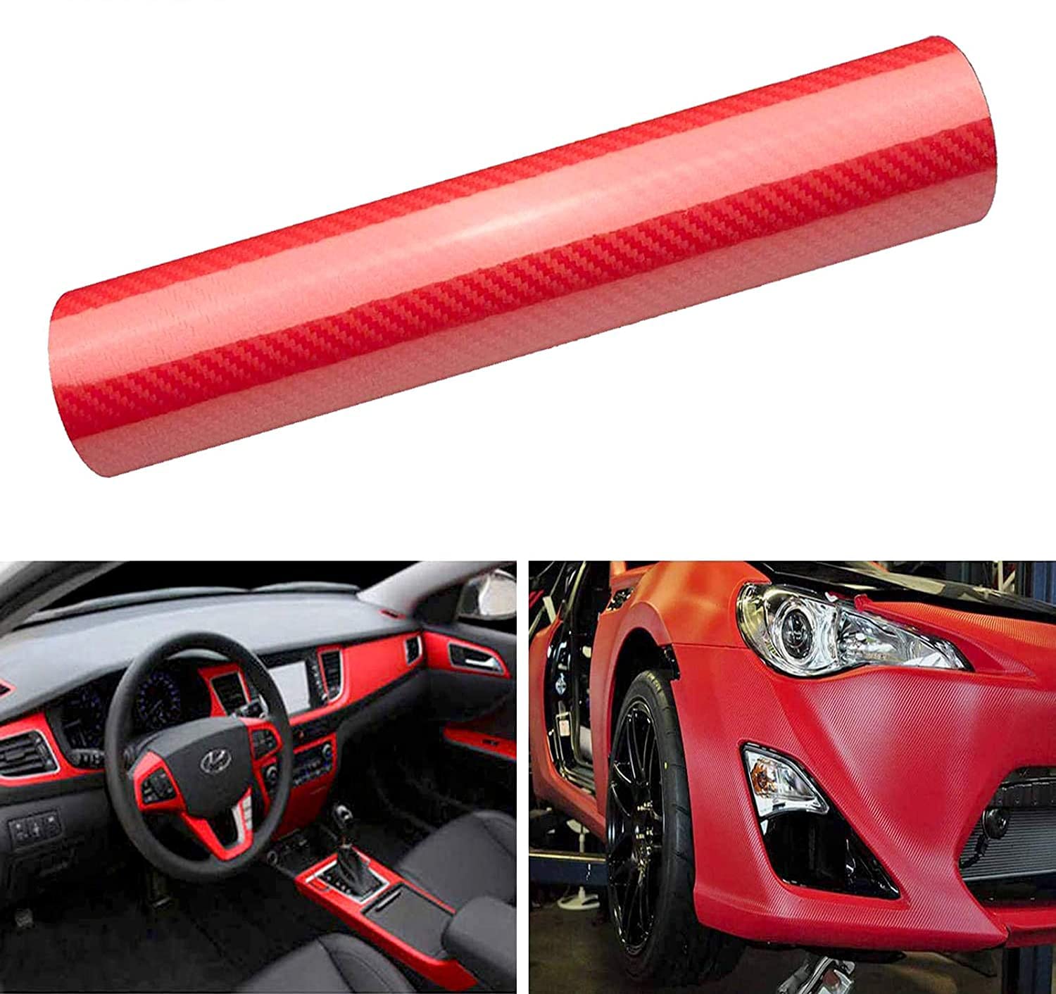 CompraFun Carbon Folie, 6D Selbstklebend Autofolie Vinyl Rot, Wasserdichter Auto Schutz Folie 150 * 30cm CompraFun Carbon Folie, 6D Selbstklebend Autofolie Vinyl Rot, Wasserdichter Auto Schutz Folie 150 * 30cm von CompraFun