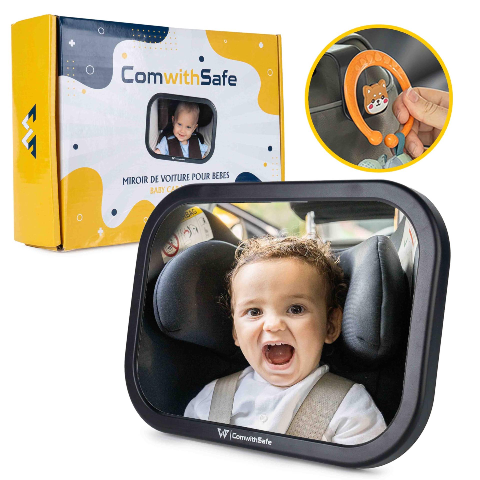 Sicherer Baby-Autospiegel - Unzerbrechlicher, 360° verstellbarer Innenspiegel für Rücksitze - Schnelle Installation - Klare und breite Sicht, um das Kind vollständig zu überwachen - Autozubehör Sicherer Baby-Autospiegel - Unzerbrechlicher, 360° verstellbarer Innenspiegel für Rücksitze - Schnelle Installation - Klare und breite Sicht, um das Kind vollständig zu überwachen - Autozubehör von ComwithSafe