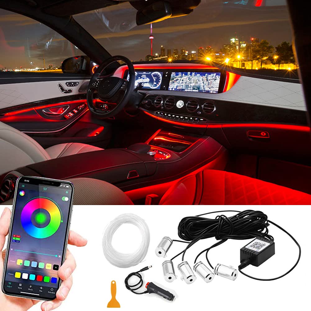 ConBlom Auto LED Innenbeleuchtung, 16 Millionen Farben Ambientebeleuchtung Auto Led Auto Innenraumbeleuchtung per Sprachsteuerung oder Anwendungssteuerung, RGB-Autoatmosphärenlicht von ConBlom