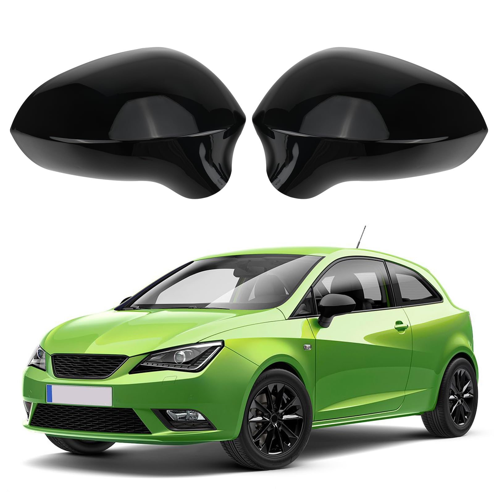 Auto Spiegelkappen, 1 Paar Auto Tür Außenspiegelkappe Rückspiegelkappe Seitenspiegel Abdeckungen für 2008-2017 SEAT Ibiza 6J (Schwarz) von ConBlom