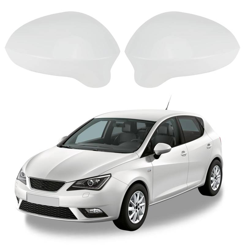 Auto Spiegelkappen, 1 Paar Auto Tür Außenspiegelkappe Rückspiegelkappe Seitenspiegel Abdeckungen für 2008-2017 SEAT Ibiza 6J (Weiß) von ConBlom