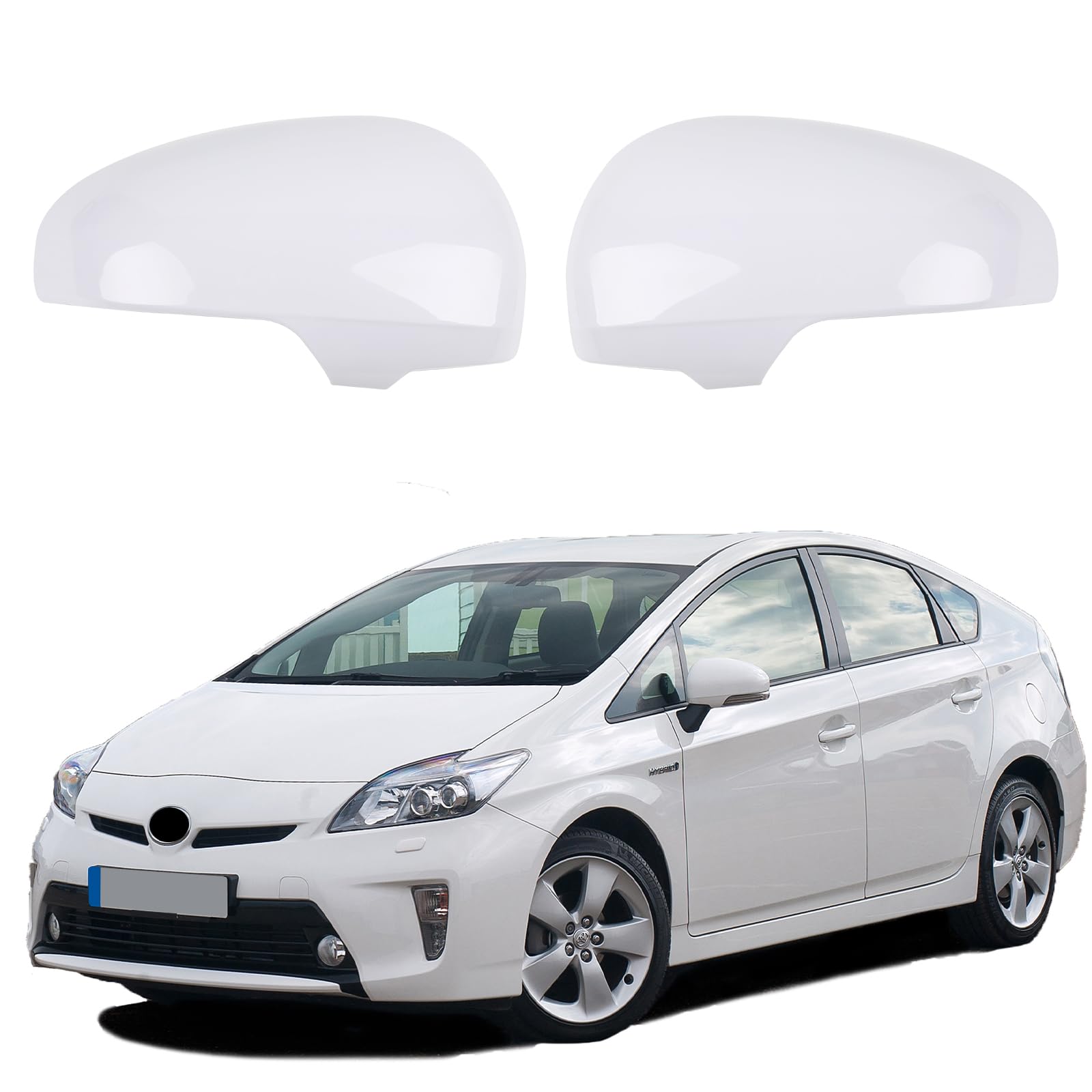Auto Spiegelkappen, 1 Paar Auto Tür Außenspiegelkappe Rückspiegelkappe Seitenspiegel Abdeckungen für 2009–2015 Toyota Prius (XW30) (Weiß) von ConBlom
