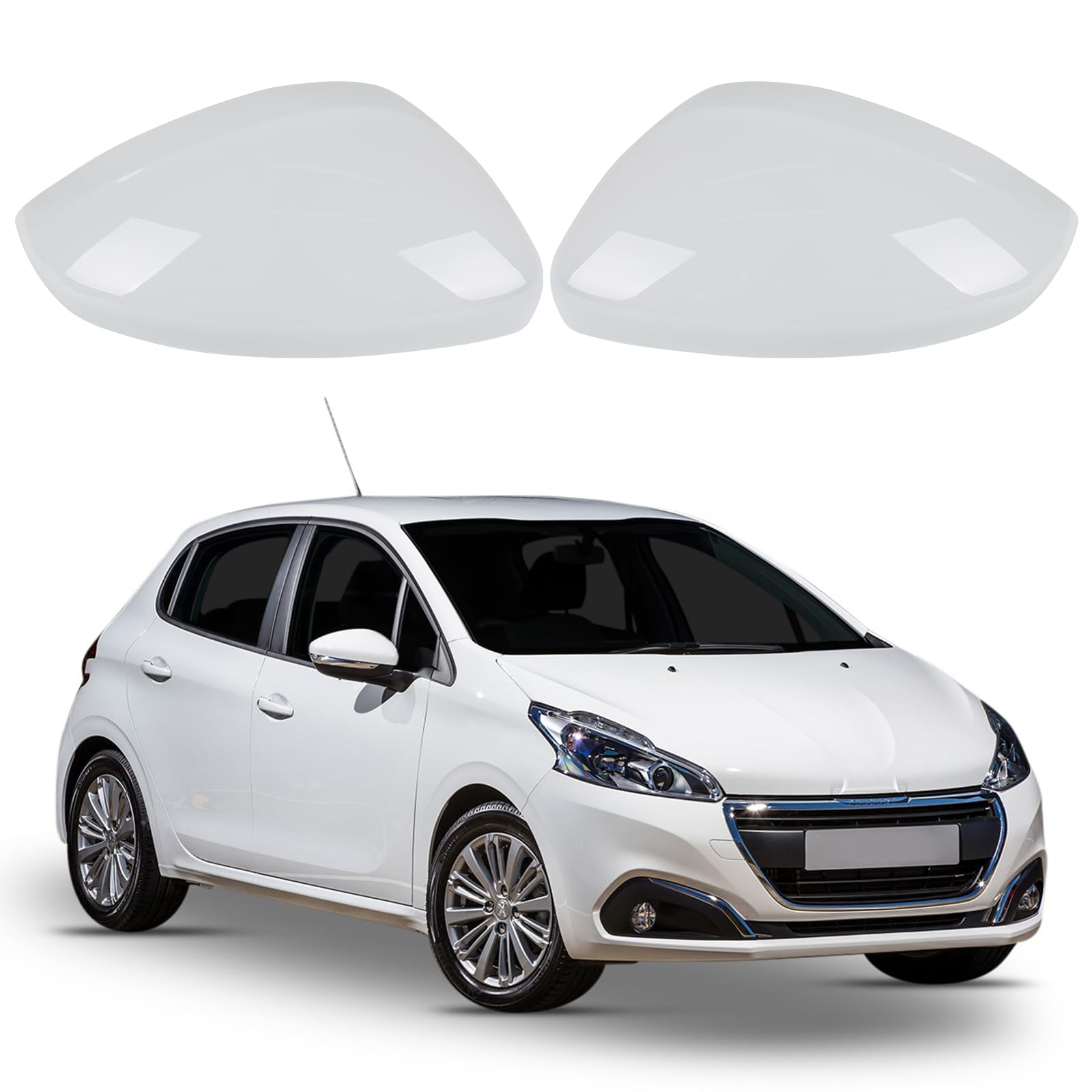 Auto Spiegelkappen, 1 Paar Auto Tür Außenspiegelkappe Rückspiegelkappe Seitenspiegel Abdeckungen für 2012-2019 Peugeot 208 2008(Weiß) von ConBlom