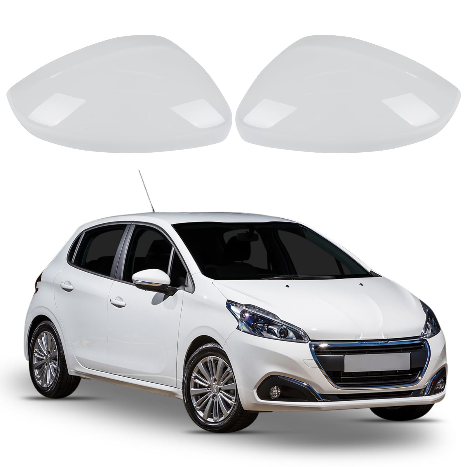Auto Spiegelkappen, 1 Paar Auto Tür Außenspiegelkappe Rückspiegelkappe Seitenspiegel Abdeckungen für 2012-2019 Peugeot 208 2008 von ConBlom