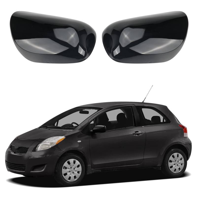 Auto Spiegelkappen, 1 Paar Auto Tür Außenspiegelkappe Rückspiegelkappe Seitenspiegel Abdeckungen für Toyota Yaris 2005-2011 (Glänzend Schwarz) von ConBlom