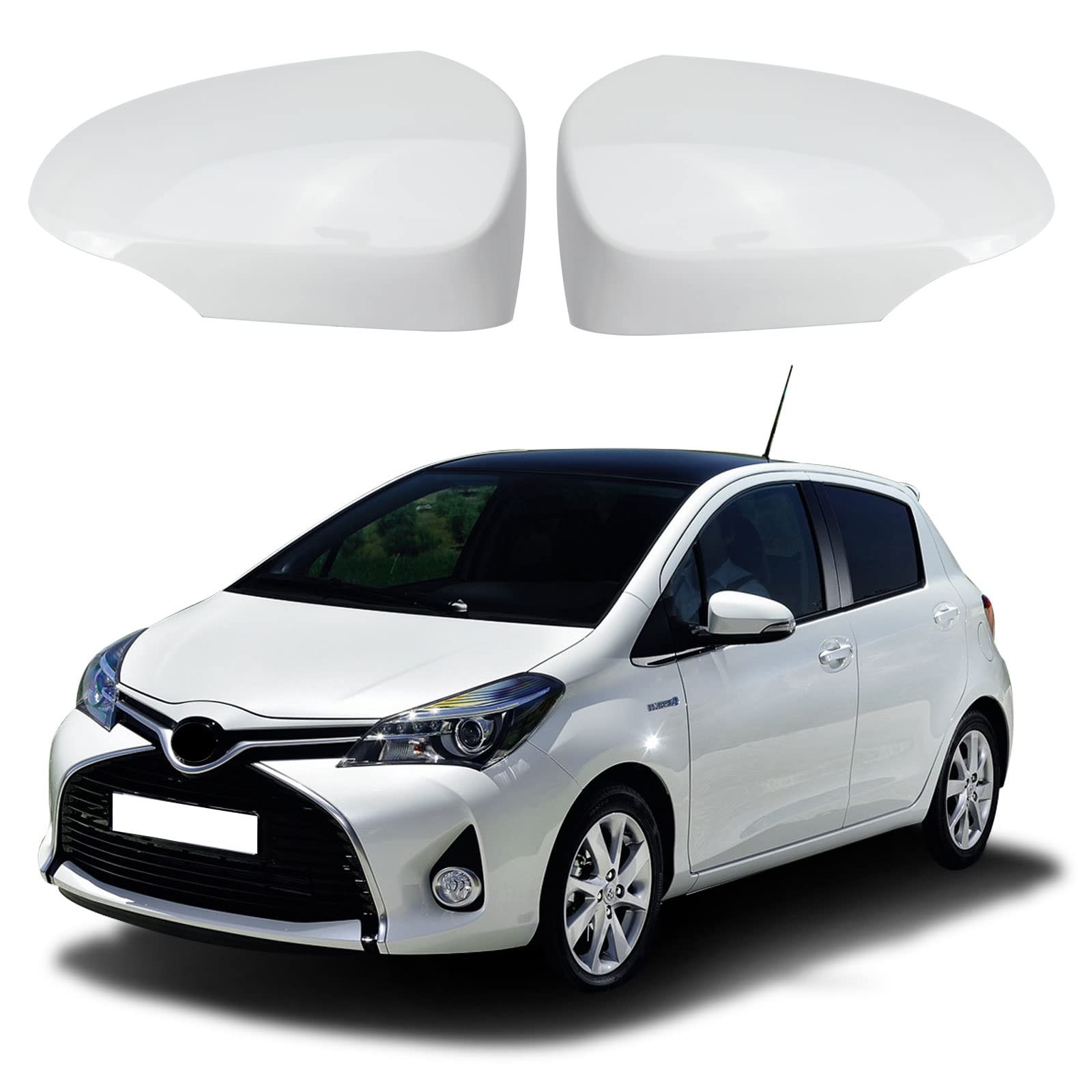 Auto Spiegelkappen, 1 Paar Auto Tür Außenspiegelkappe Rückspiegelkappe Seitenspiegel Abdeckungen für Toyota Yaris 2012-2019 (Weiß) von ConBlom