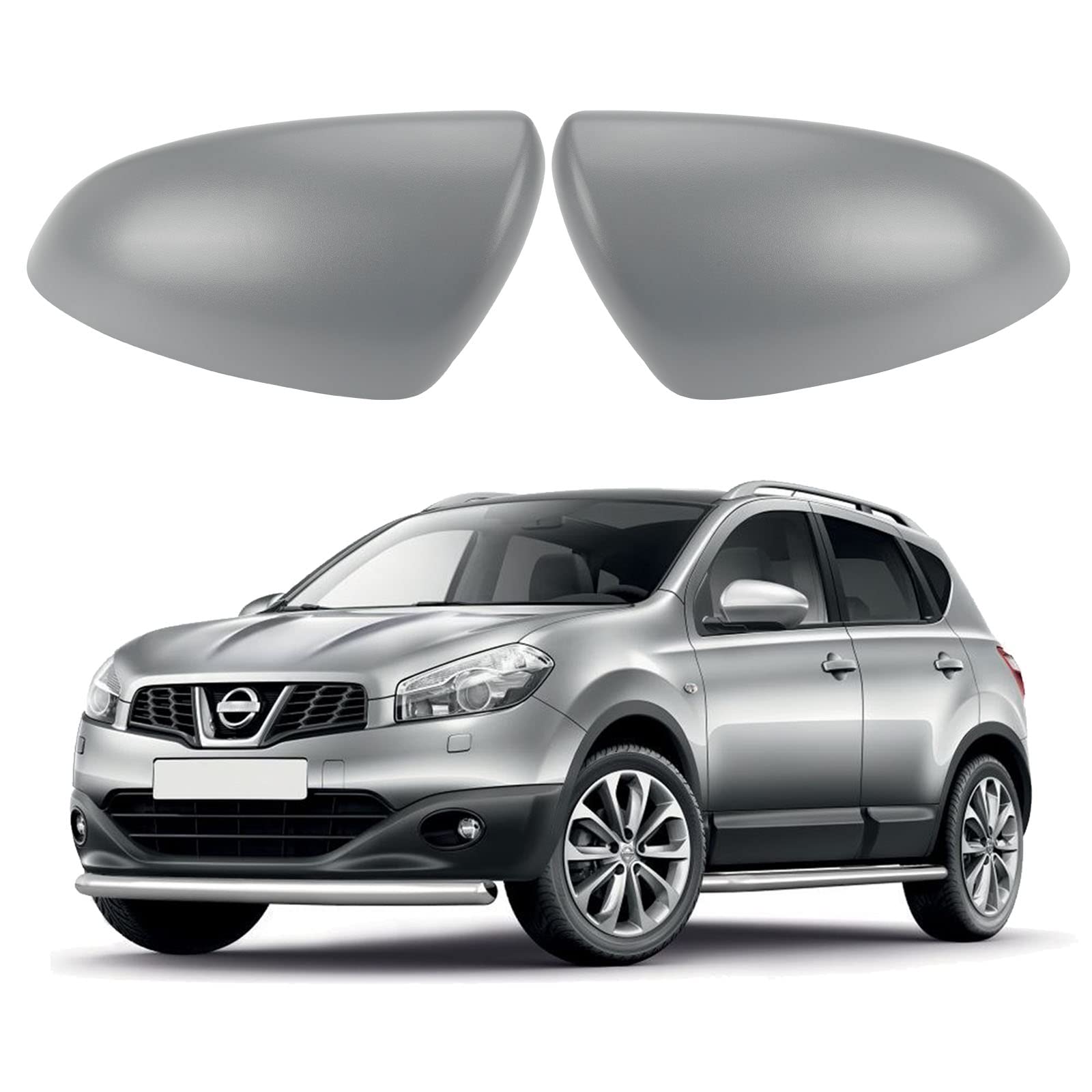 Auto Spiegelkappen, Ersatz für Nissan Qashqai 2007–2014 strukturierte schwarze Außenspiegelabdeckungen, 1 Paar links und rechts von ConBlom