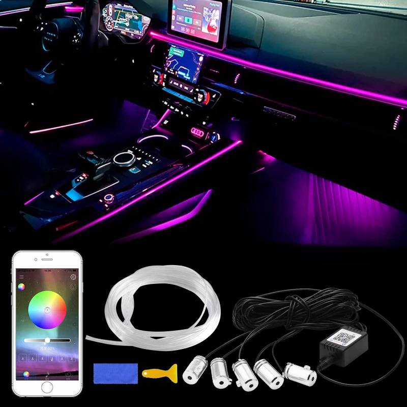 ConBlom LED Innenbeleuchtung Auto Strip, 16 Millionen Farben 5 in 1 LED Auto LED Strip, Wasserdicht Beleuchtung APP Steuerbare mehrfarbig Musik Innenbeleuchtung Upgrade DC12V von ConBlom