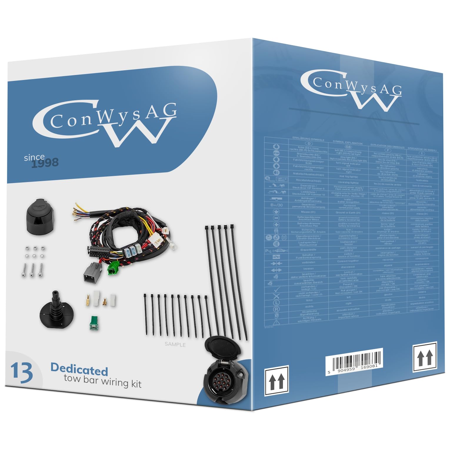 ConWys AG Fahrzeugspezifisch Elektrosatz 13-Poli kompatibel mit Volkswagen VW Sharan 7M9 I Van 06.2000-08.2010 von ConWys AG
