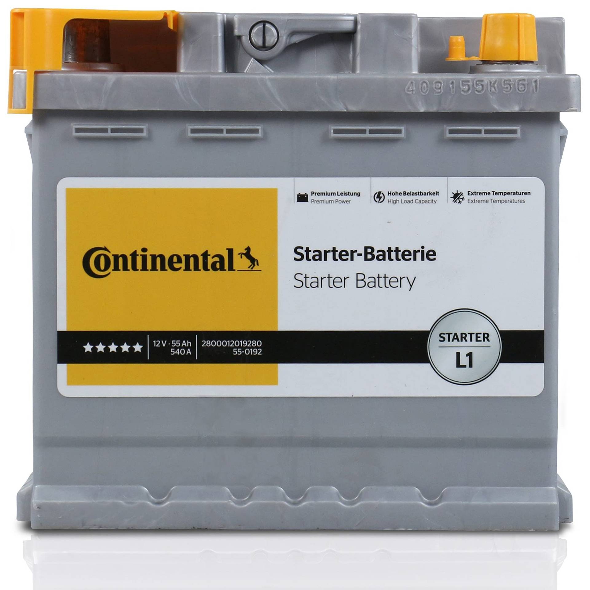Autobatterie von Continental (2800012019280) Batterie Startanlage Akku, Akkumulator, Batterie,Autobatterie von Continental