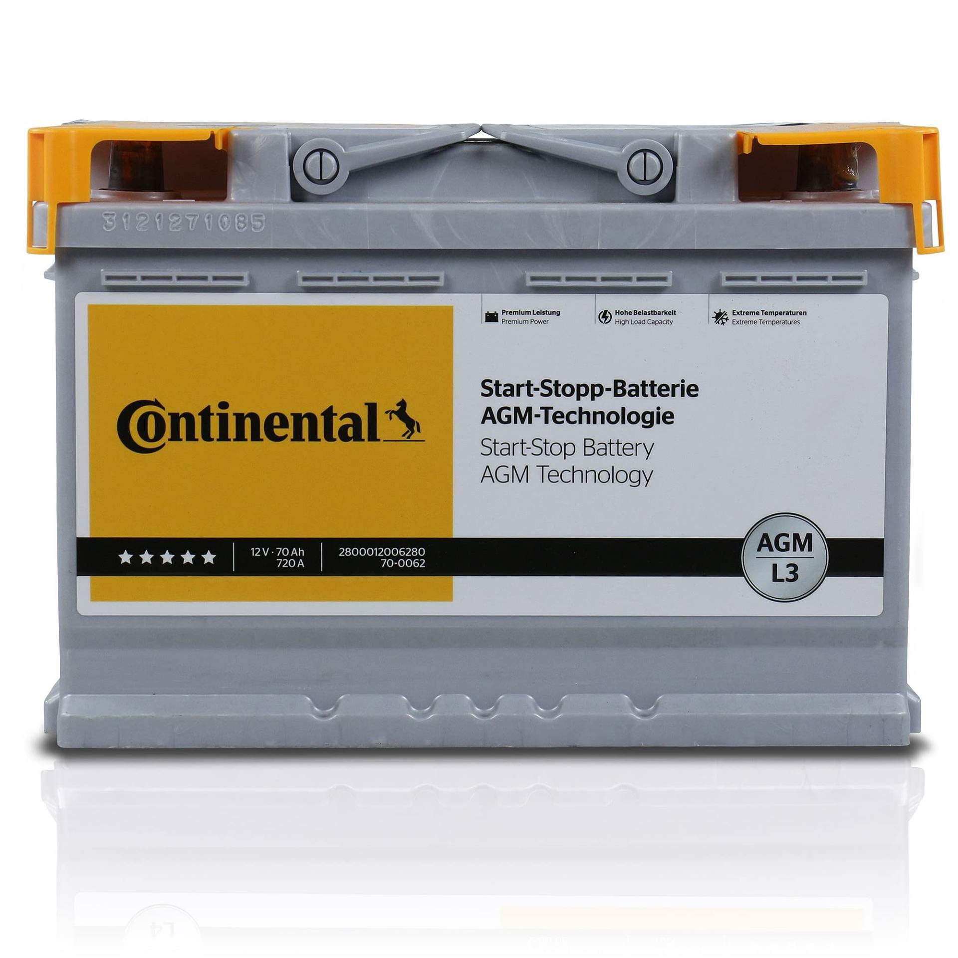 CONTINENTAL Starterbatterie 2800012006280 Autobatterie 12V 70Ah 720A AGM Batterie L3 von Continental