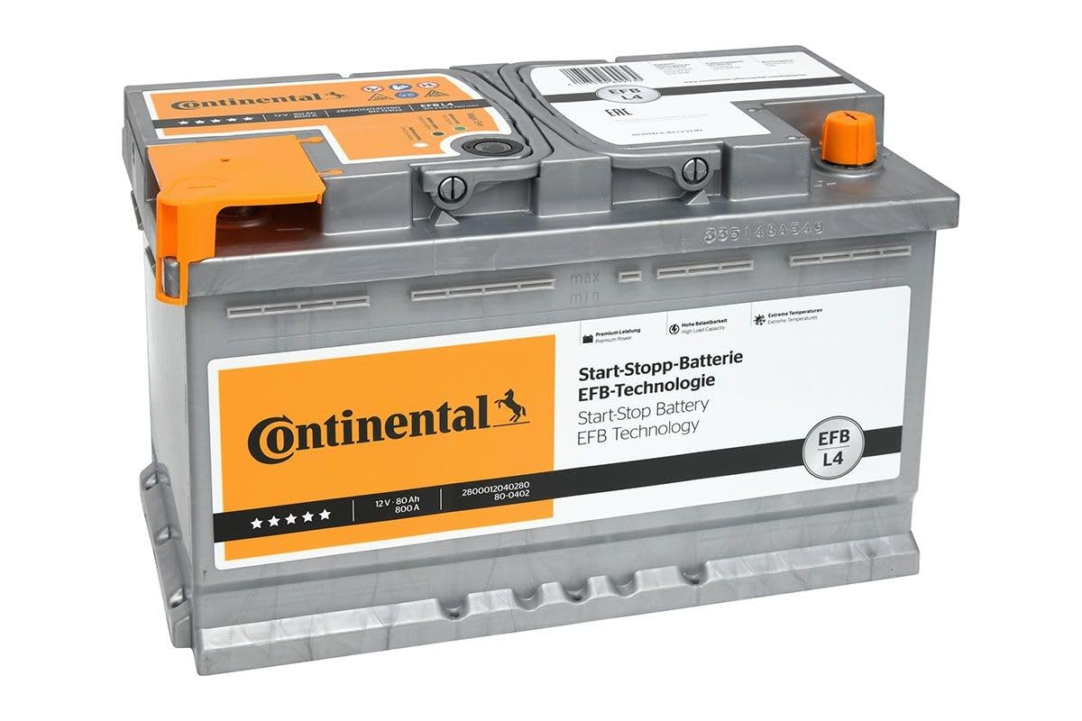 Continental Autobatterie 80Ah 12 V Starterbatterie 800 A Bleisäure Batterie von Continental