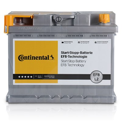 Continental Starterbatterie EFB 60Ah 640A L2 [Hersteller-Nr. 2800012038280] für Hyundai, Jeep, Kia, Lancia, Land Rover, Lexus, Mazda, Mercedes-Benz, M von Continental