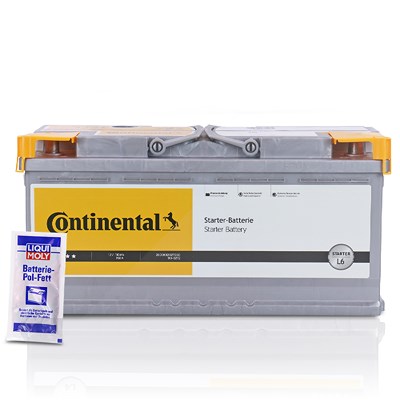 Continental Starterbatterie L6 110Ah 950A + 1x 10g Batterie-Pol-Fett [Hersteller-Nr. 2800012027280] für Alpina, Audi, BMW, Citroën, Fiat, Hyundai, Ive von Continental