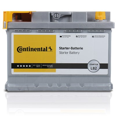 Continental Starterbatterie LB2 60Ah 580A [Hersteller-Nr. 2800012020280] für Alfa Romeo, Audi, BMW, Chevrolet, Chrysler, Citroën, Dacia, Daimler, Fiat von Continental