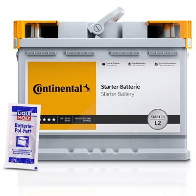Continental Starterbatterie LB3 70Ah 680A + 1x 10g Batterie-Pol-Fett [Hersteller-Nr. 2800012022280] für Alfa Romeo, Audi, BMW, Chevrolet, Chrysler, Fi von Continental