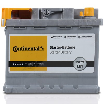 Continental Starterbatterie LB1 50Ah 500A [Hersteller-Nr. 2800012018280] für Audi, Citroën, Daf, Fiat, Ford, Honda, Hyundai, Lancia, Mazda, Mg, Nissan von Continental
