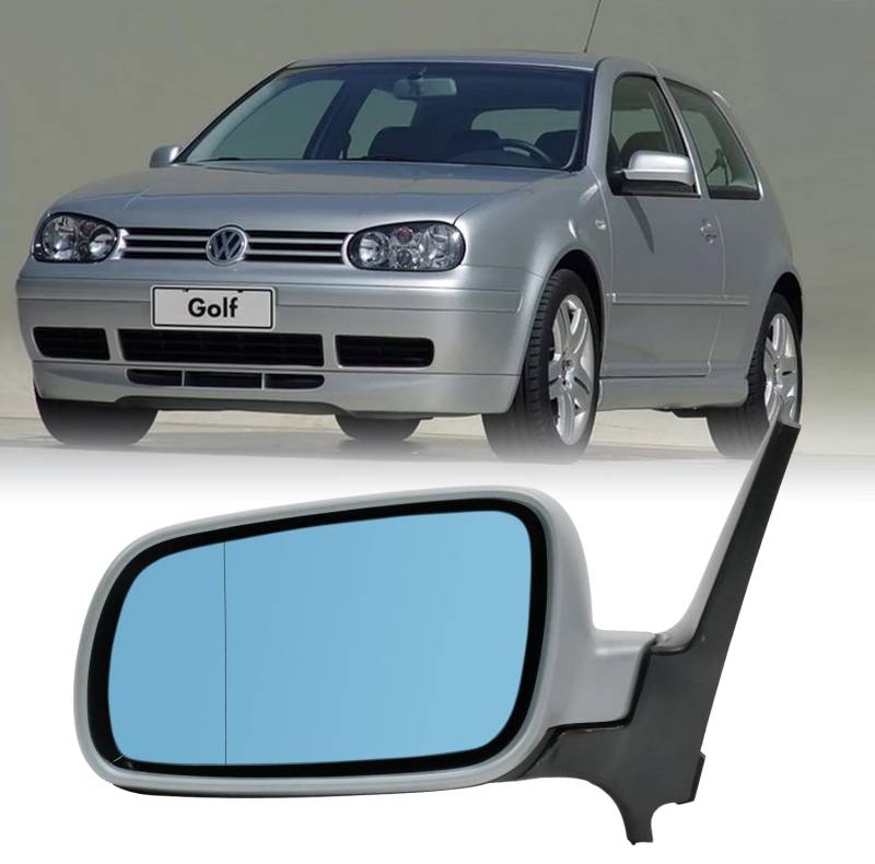 Convitex Außenspiegel spiegel Links komplett für Golf 4 baujahr 97-06 bora baujahr 98-06 seitenspiegel links Mechanisch Lackierbar Blau Spiegelglas Großes Modell Asphärisch von Convitex