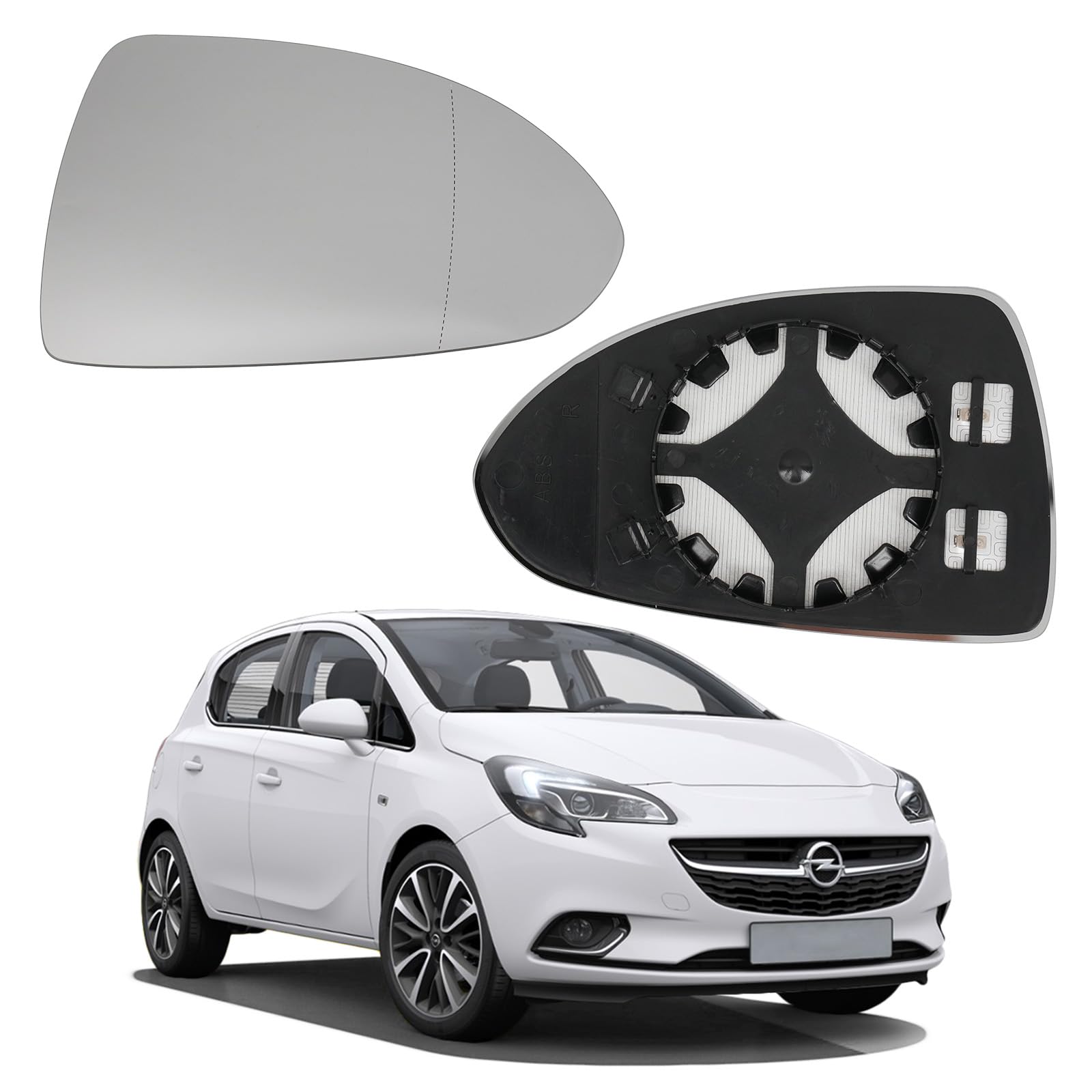 Convitex Spiegelglas für OPEL CORSA D (06-14), CORSA E (14-), VAUXHALL CORSA MK III (06-14), MK IV (14-), CORSAVAN MK III (06-), MK IV (14-), Rechts, Spiegelglas+Haltefuss, Asphärisch, Beheizbar von Convitex