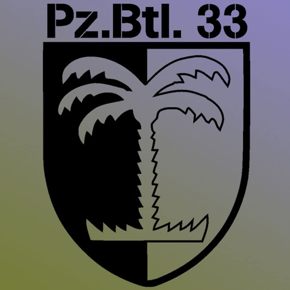 Aufkleber/Sticker - PzBtl 33 Panzerbataillon Abzeichen (schwarz, 10x7cm) #A123 von Copytec
