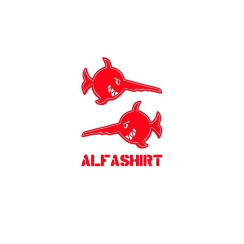 Böser ALFASHIRT Schwertfisch Rot U-Boot U96 Fisch Sägefisch 2X 10x6cm #A5525 von Copytec