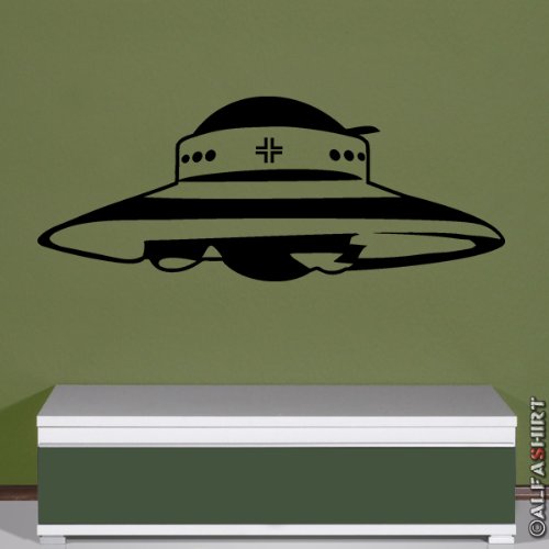 Copytec Militär Haunebu UFO Deutsche Flugscheibe Projekt -Wandschmuck Wandtattoo Aufkleber (schwarz, 45cmx114cm) #5845 von Copytec
