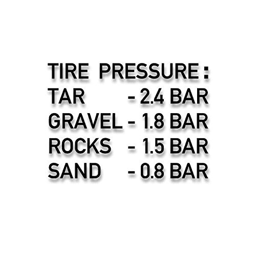 TIRE Pressure Reifendruck Aufkleber Tar Gravel Rocks Sand US-Army Beschriftung BAR Sticker Oldtimer passend für Willys MB Jeep 15x10cm #A4402 von Copytec
