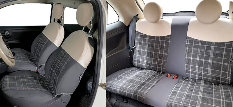 CORA Komplette Serie benutzerdefinierte Sitzbezüge FIAT 500 07> schottisch grau von Cora
