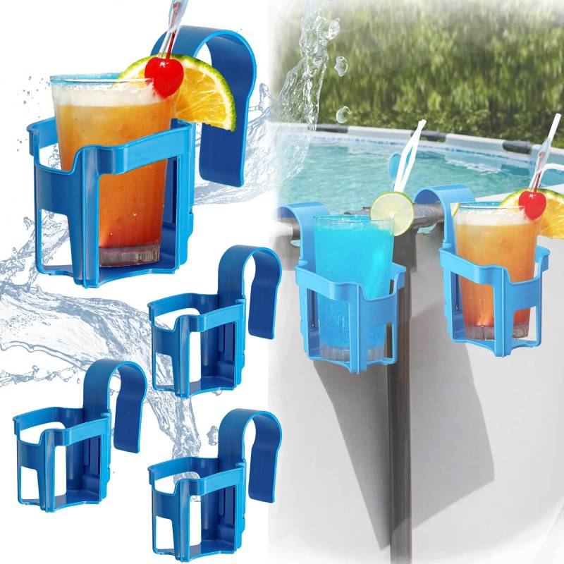 Getränkehalter,4 Stück Pool Getränkehalter Poolrand Blau,Poolside Cup Holder Pool Zubehör,Kunststoff Getränkehalter Pool,Pool Becherhalter Getränkehalter Für Schwimmbäder Pool Aufstellpool von Corpower